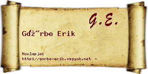 Görbe Erik névjegykártya
